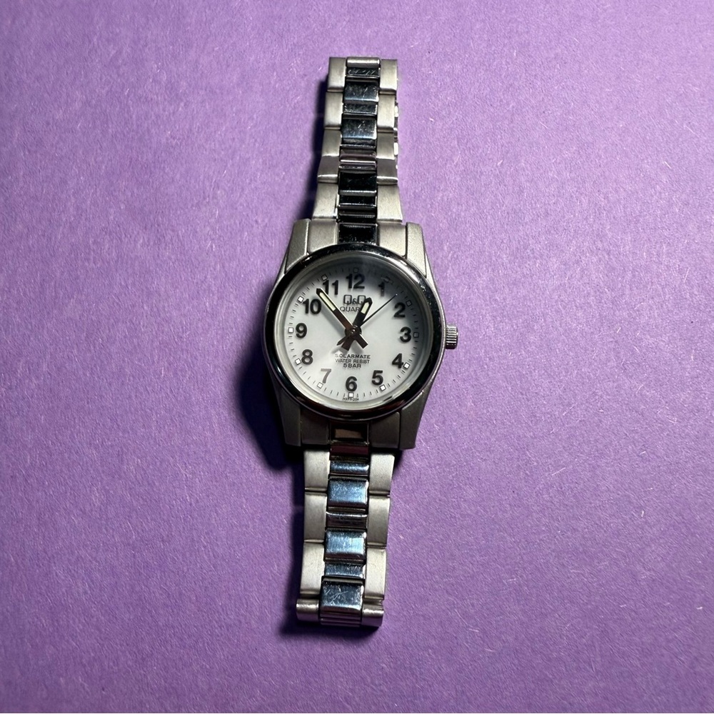 Q&Q Silver and Black Quartz Watch